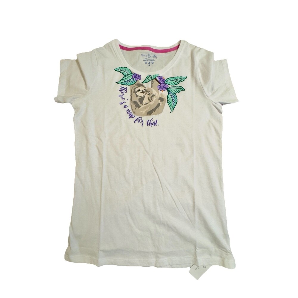 VERA BRADLEY Women's Sloth "Theres a Nap For That" Graphic Casual T-Shirt Sz S